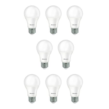 9 Watt Frost A19 LED Light Bulbs With Medium (E26) Base, 3000K Soft White Light, 750 Lumens, 8PK